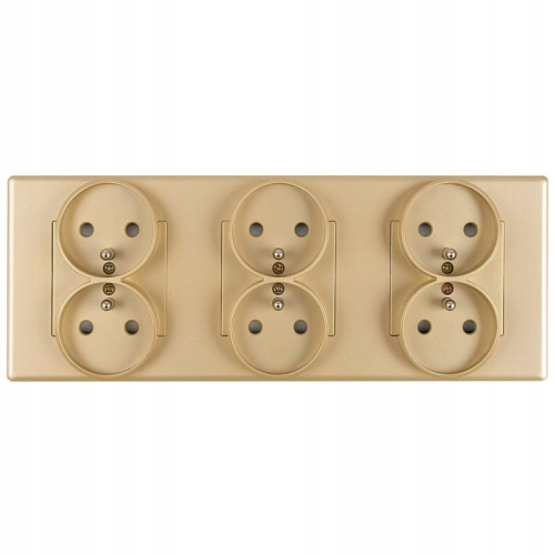 Dreifach-Steckdose Gold Set PCV-Dreifachrahmen Und 3 X Doppelsteckdose