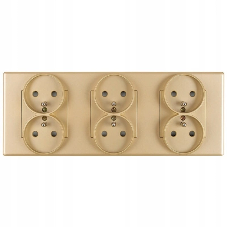 Dreifach-Steckdose Gold Set PCV-Dreifachrahmen Und 3 X Doppelsteckdose