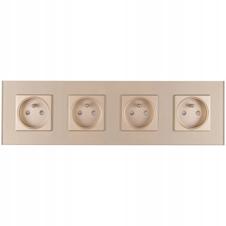 Glas-Steckdose Vierfach Gold Set Vierfachrahmen Und 4 X Steckdose