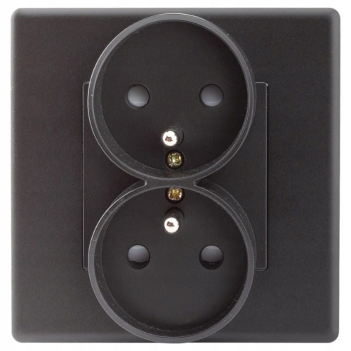 Doppelsteckdose Schwarz Mit Erdungsstift Set Mit Rahmen PVC