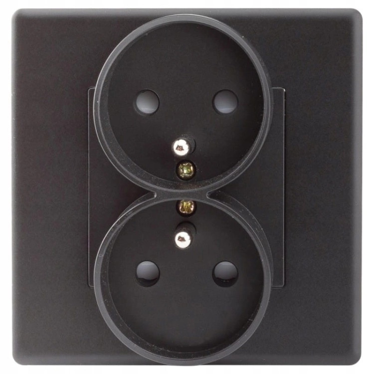 Doppelsteckdose Schwarz Mit Erdungsstift Set Mit Rahmen PVC