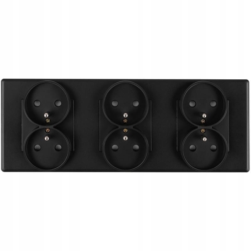 Dreifach-Steckdose Schwarz Set PVC-Dreifachrahmen Und 3 X Doppelsteckdose