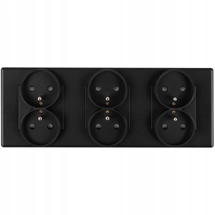 Dreifach-Steckdose Schwarz Set PVC-Dreifachrahmen Und 3 X Doppelsteckdose