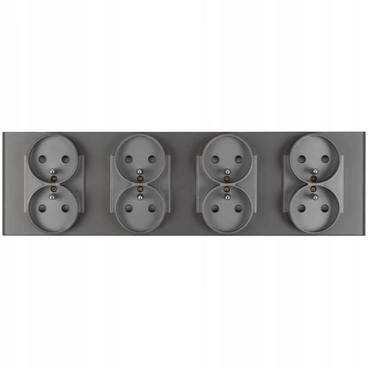Vierfach-Steckdose Glas Grau Set Vierfachrahmen Und 4 X Doppelsteckdose