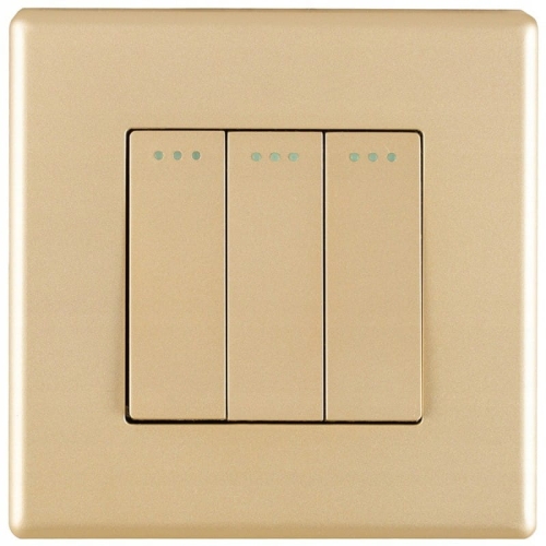 Schalter Dreifach Klassisch Gold Set Mit PVC-Rahmen