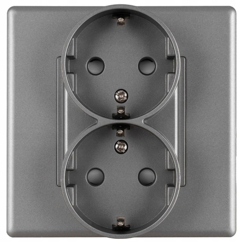 Doppelsteckdose Schuko Grau Mit Schutzkontakt Ohne Erdungsstift Set Mit Rahmen PVC