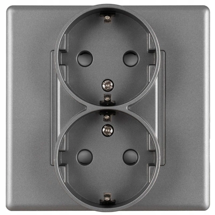 Doppelsteckdose Schuko Grau Mit Schutzkontakt Ohne Erdungsstift Set Mit Rahmen PVC