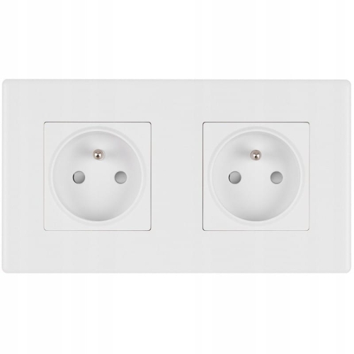 Doppelsteckdose Weiß Set PVC-Doppelrahmen Und 2 X Einzelsteckdose