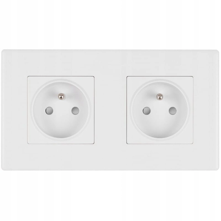 Doppelsteckdose Weiß Set PVC-Doppelrahmen Und 2 X Einzelsteckdose