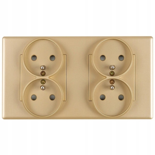 Doppelsteckdose Gold Set PVC-Doppelrahmen Und 2 X Steckdose