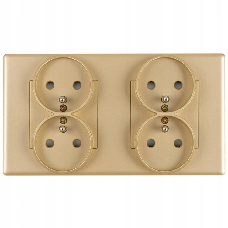 Doppelsteckdose Gold Set PVC-Doppelrahmen Und 2 X Steckdose