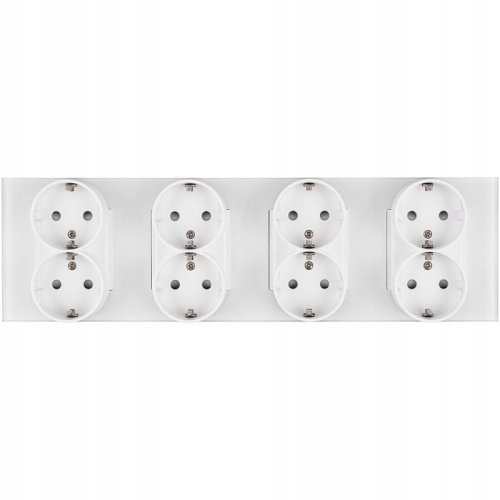 Vierfachsteckdose Schuko Glas Weiß Vierfachrahmen Und 4 X Steckdose
