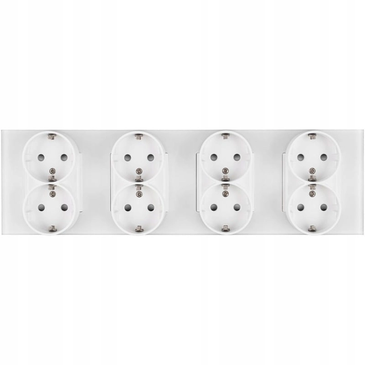 Vierfachsteckdose Schuko Glas Weiß Vierfachrahmen Und 4 X Steckdose