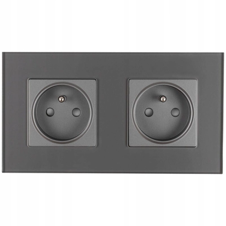 Doppelsteckdose Glas Graphit Set Doppelrahmen Und 2 X Einzelsteckdose