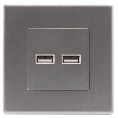 Steckdose Grau + Doppelte USB-Ladesteckdose 3.1A Typ A+A Set Mit PVC-Rahmen