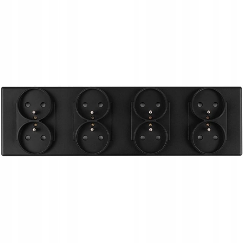 Vierfach-Steckdose Schwarz Set PVC-Vierfachrahmen 4 X Doppelsteckdose