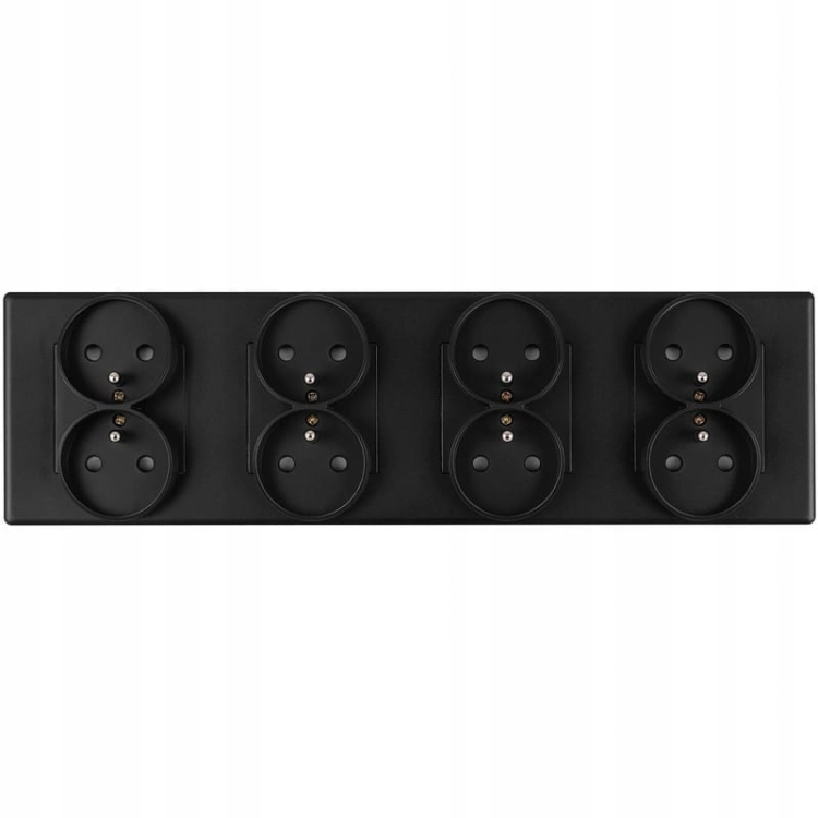 Vierfach-Steckdose Schwarz Set PVC-Vierfachrahmen 4 X Doppelsteckdose