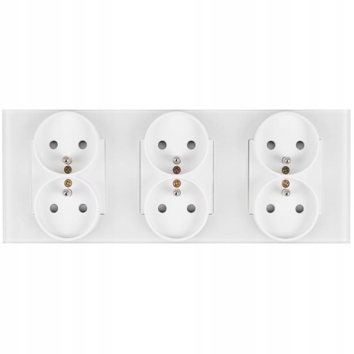 Dreifach-Steckdose Glas Weiß Set Dreifachrahmen Und 3 X Doppelsteckdose