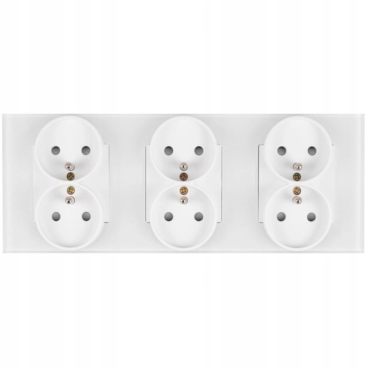 Dreifach-Steckdose Glas Weiß Set Dreifachrahmen Und 3 X Doppelsteckdose