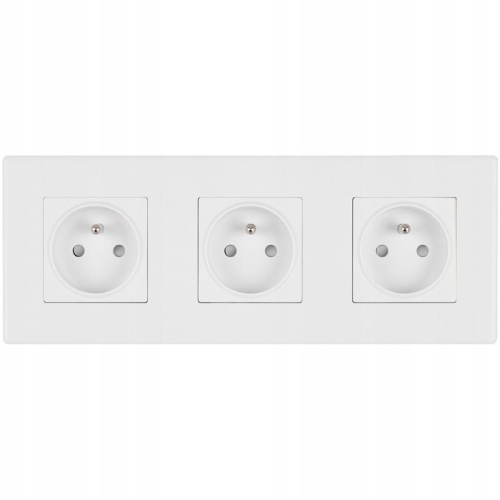 Dreifach-Steckdose Weiß Set PVC-Dreifachrahmen Und 3 X Einzelsteckdose