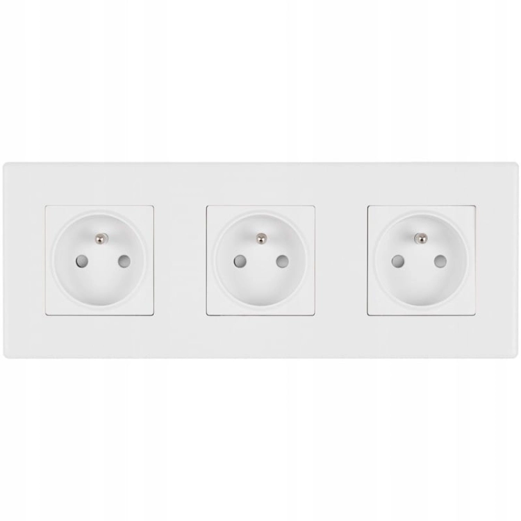 Dreifach-Steckdose Weiß Set PVC-Dreifachrahmen Und 3 X Einzelsteckdose