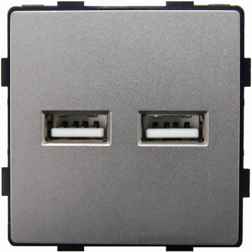 Modul Doppel-USB-Ladesteckdose Typ A+A 3.1A Grau Für Rahmen