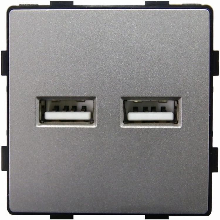 Modul Doppel-USB-Ladesteckdose Typ A+A 3.1A Grau Für Rahmen