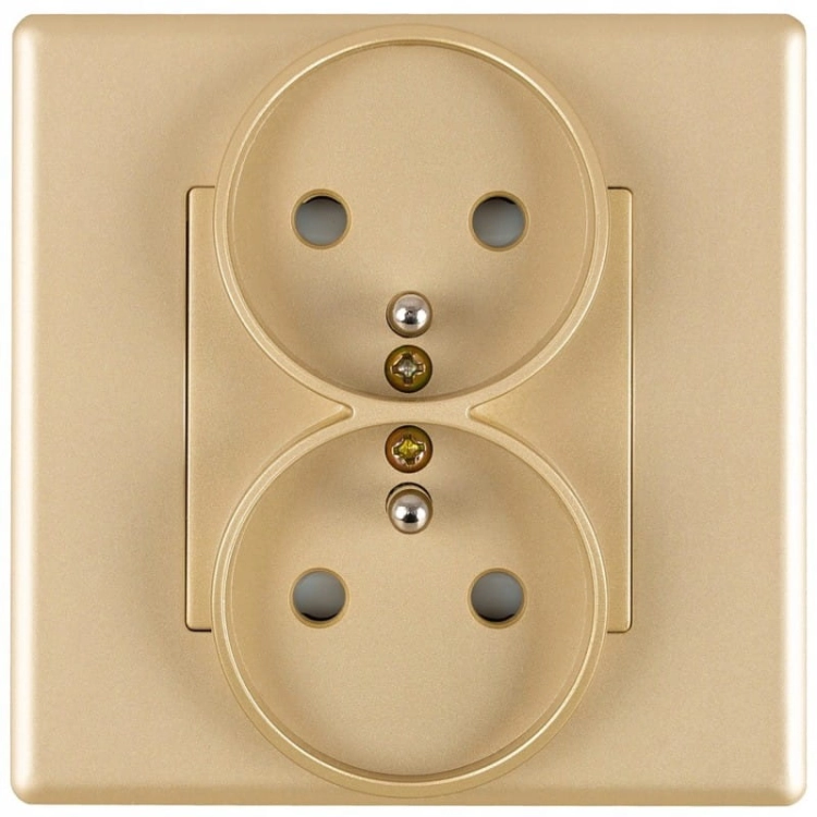 Doppelsteckdose Gold Mit Erdungsstift Set Mit PVC-Rahmen