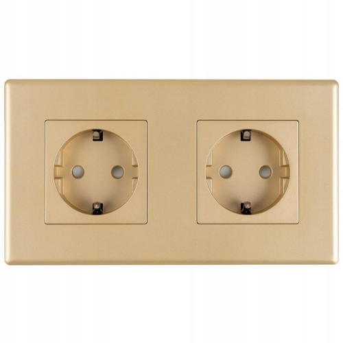 Doppel-Schuko-Steckdose Gold Set PVC-Doppelrahmen 2 X Steckdose