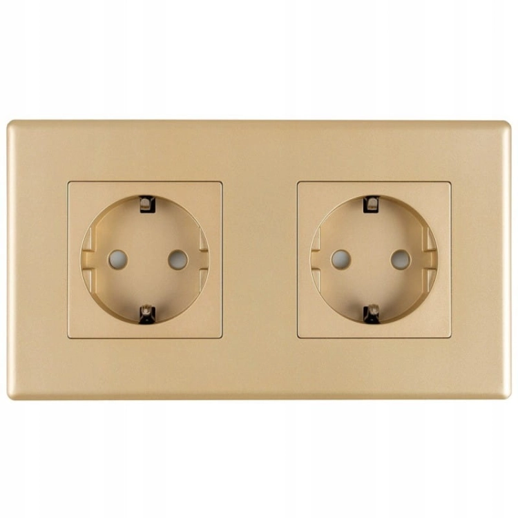 Doppel-Schuko-Steckdose Gold Set PVC-Doppelrahmen 2 X Steckdose