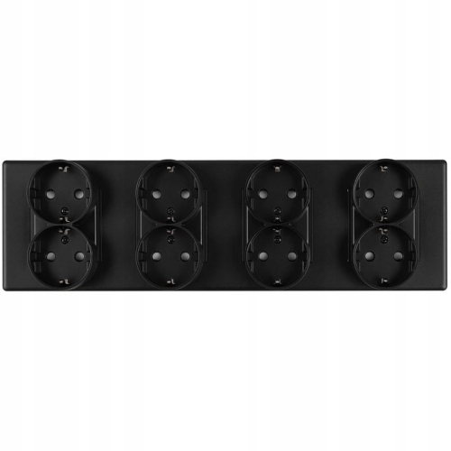 Schuko-Vierfachsteckdose Schwarz PVC-Vierfachrahmen Und 4 X Steckdose