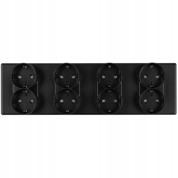 Schuko-Vierfachsteckdose Schwarz PVC-Vierfachrahmen Und 4 X Steckdose