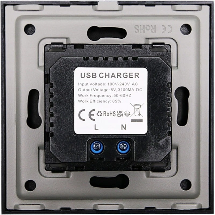 Doppelte USB-Ladesteckdose Typ A+A 3.1A Schwarz MIUUN