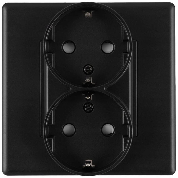 Doppelsteckdose Schwarz Schuko Mit Schutzkontakt Ohne Erdungsstift Set Mit PVC-Rahmen