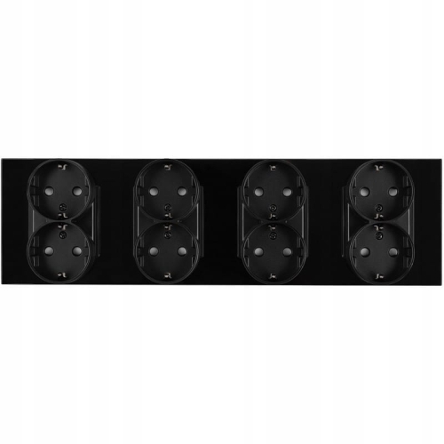 Vierfachsteckdose Schuko Glas Schwarz Vierfachrahmen 4 X Steckdose