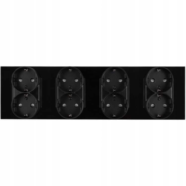 Vierfachsteckdose Schuko Glas Schwarz Vierfachrahmen 4 X Steckdose