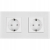 Glas-Doppelsteckdose Schuko Weiß Doppelrahmen Und 2 X Steckdose