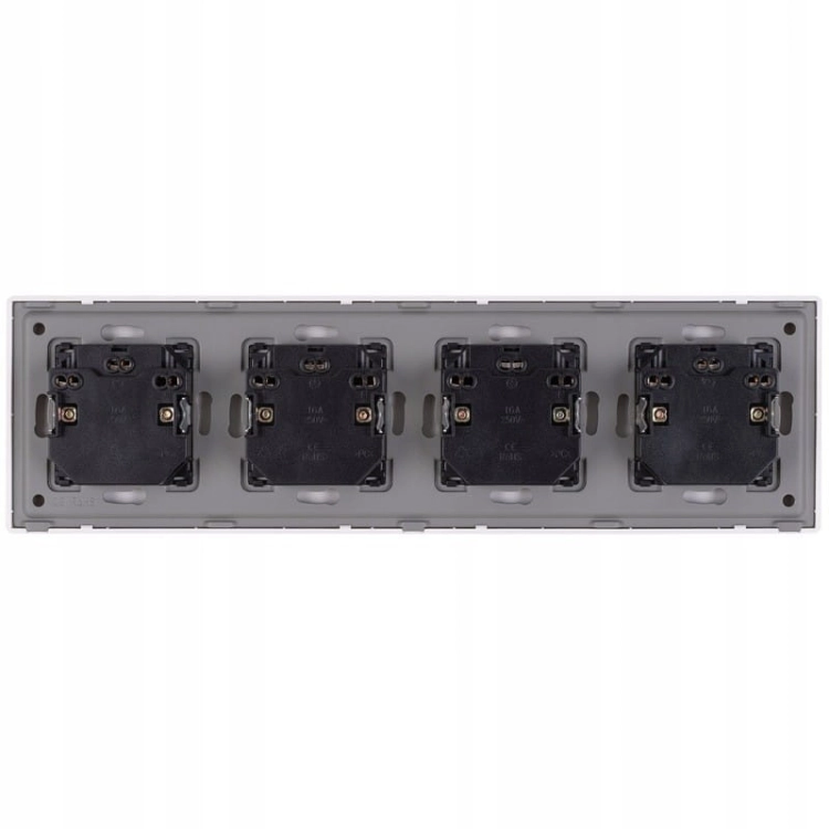 Vierfach-Steckdose Weiß Erdungsstift Set PVC-Vierfachrahmen 4 X Doppelsteckdose