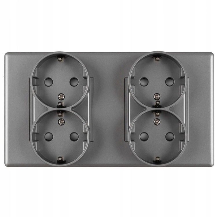 Vierfach-Steckdose Schuko Grau PCV-Rahmen Und 2 X Doppelsteckdose