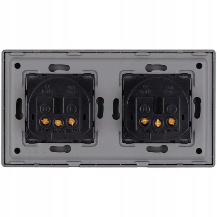 Doppelsteckdose Grau Set PVC-Doppelrahmen Und 2 X Einzelsteckdose