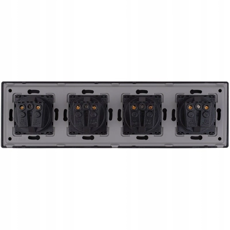 Schuko-Vierfachsteckdose Schwarz PVC-Vierfachrahmen Und 4 X Steckdose