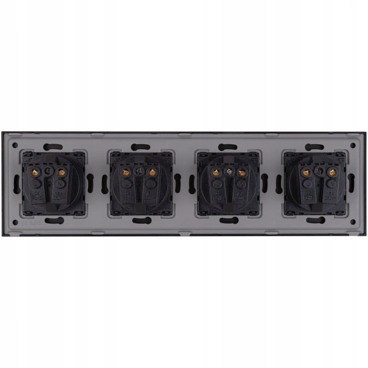 Vierfachsteckdose Schuko Glas Schwarz Vierfachrahmen 4 X Steckdose