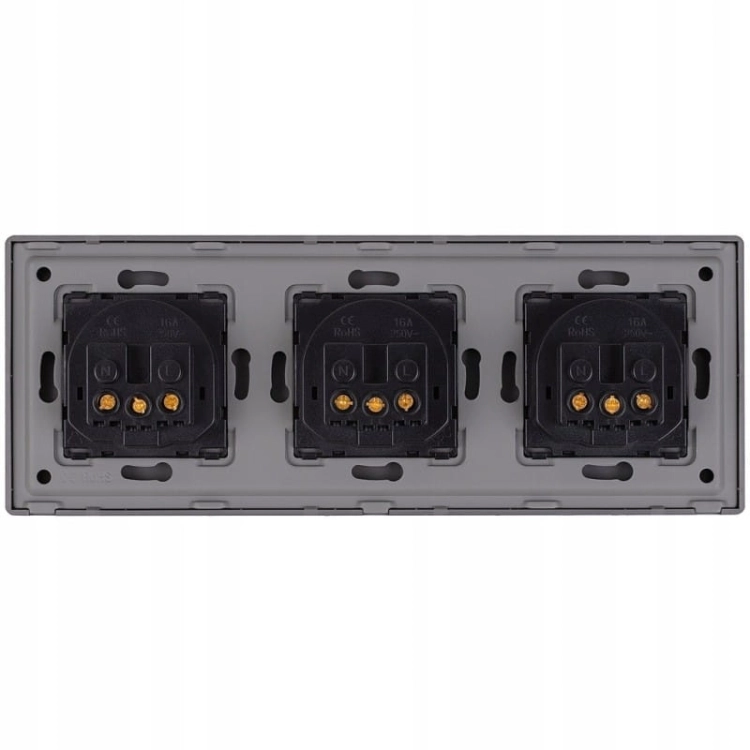 Dreifach-Steckdose Grau Set PVC-Dreifachrahmen Und 3 X Einzelsteckdose
