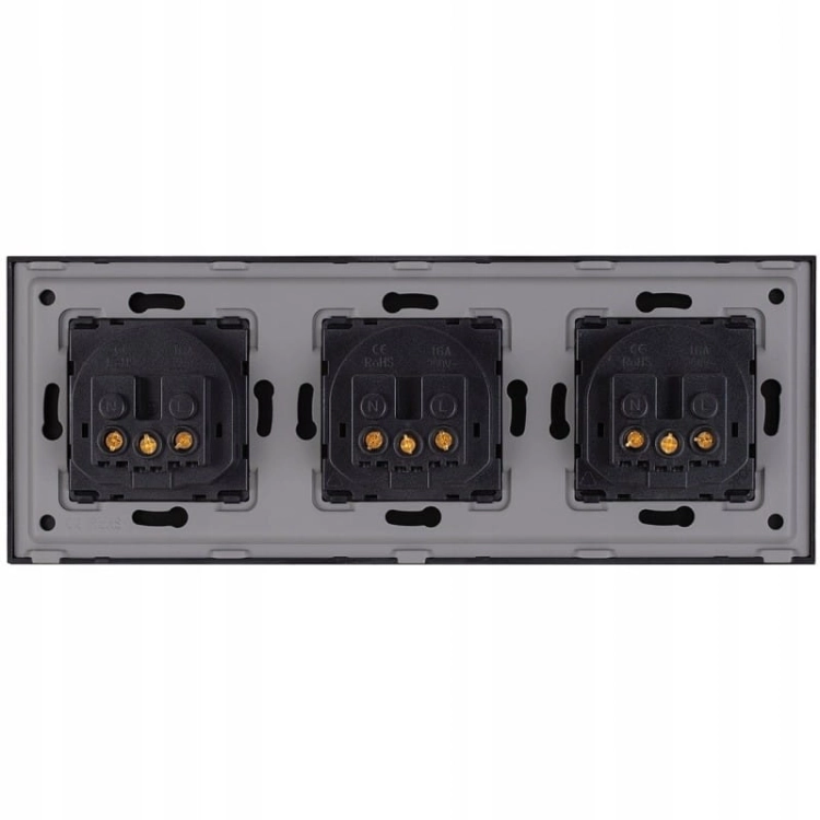 Dreifachsteckdose Glas Schwarz Set Dreifachrahmen Und 3 X Steckdose