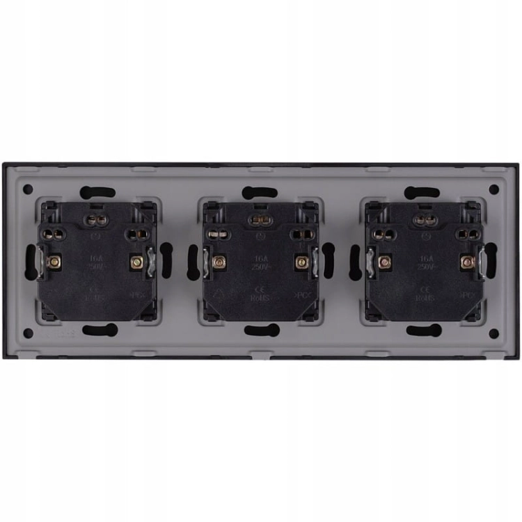 Dreifach-Steckdose Glas Schwarz Set Dreifachrahmen Und 3 X Doppelsteckdose