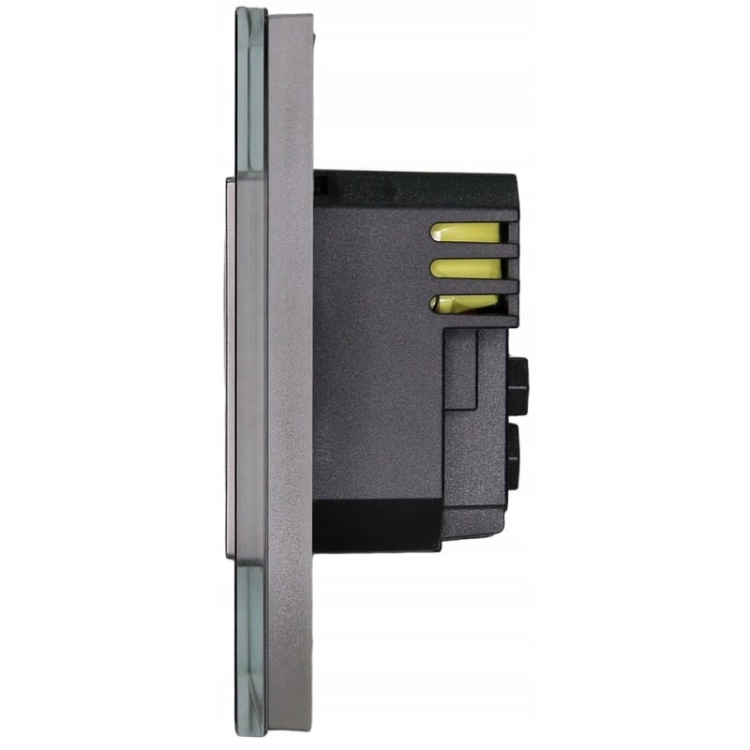 Steckdose Mit Erdungsstift Glas Grau + Doppel-USB-Ladesteckdose 20W Typ A+C