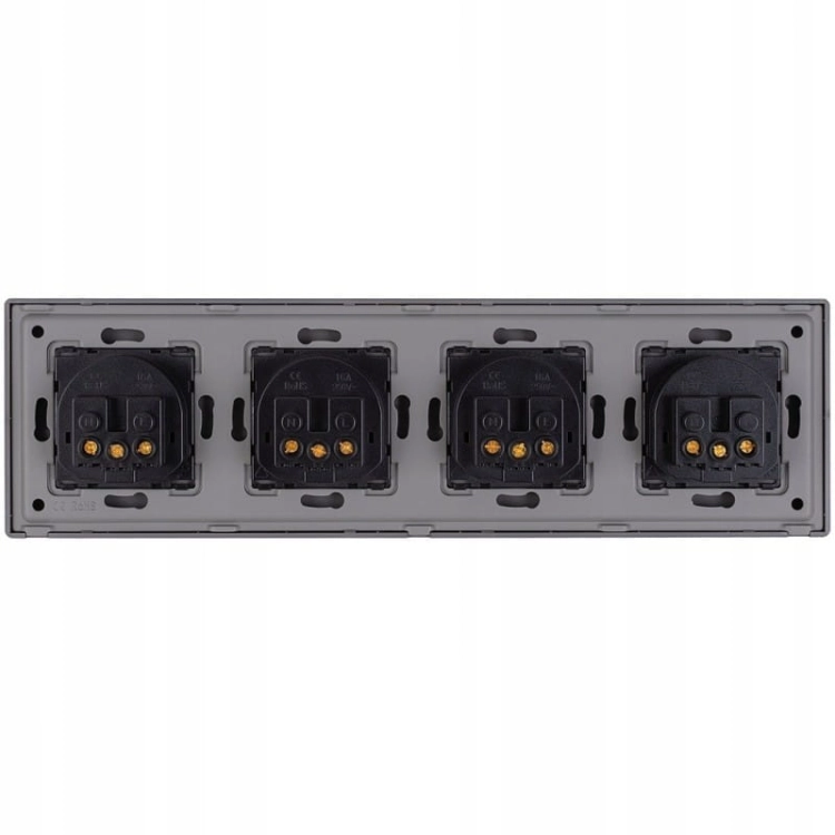 Vierfach-Steckdose Grau Erdungsstift Set PVC-Vierfachrahmen 4 X Einzelsteckdose
