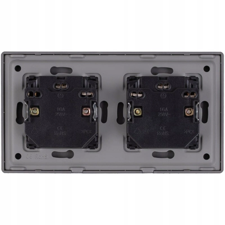Doppelsteckdose Grau Set PVC-Doppelrahmen Und 2 X Doppelsteckdose