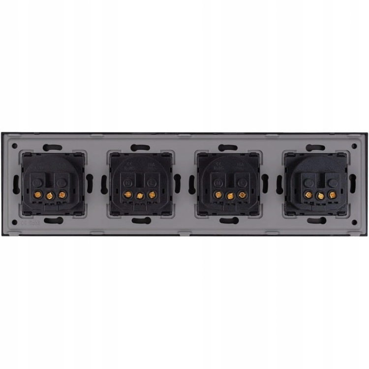 Vierfachsteckdose Glas Schwarz Set Vierfachrahmen 4 X Steckdose