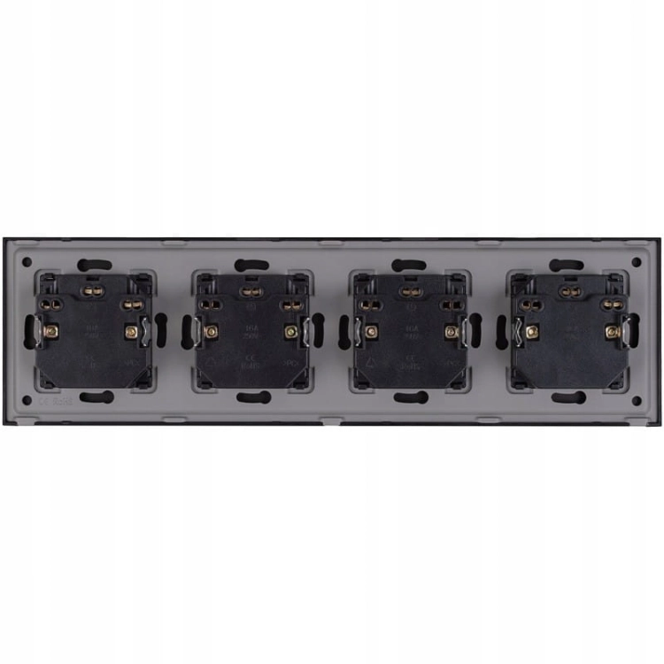 Vierfach-Steckdose Glas Schwarz Set Vierfachrahmen Und 4 X Doppelsteckdose